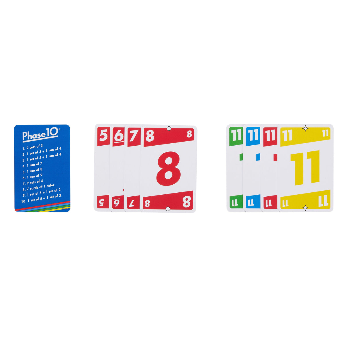 Phase 10 Card Game with Color Blind Accessible Deck