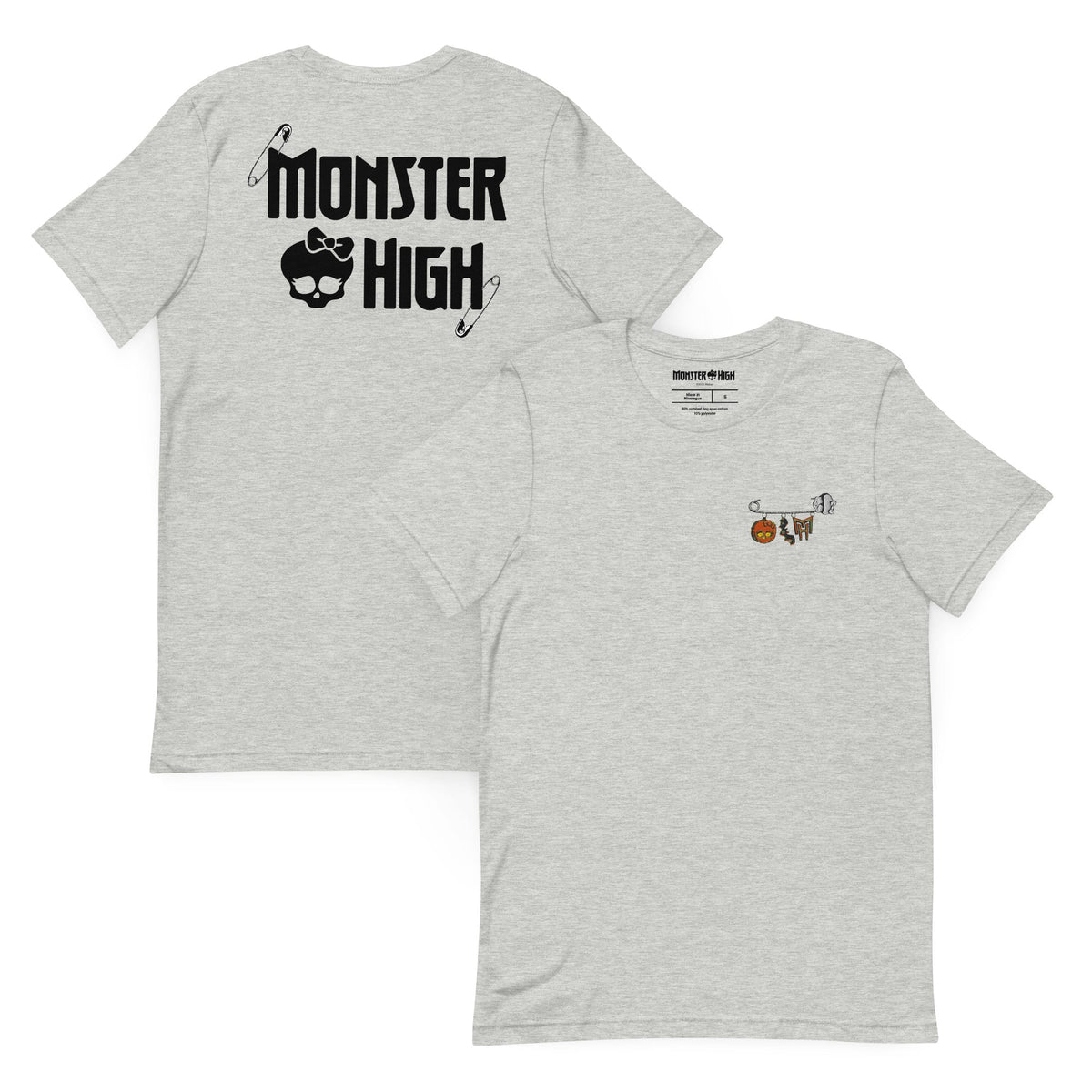Monster High Brooch Embroidered Grey T-Shirt