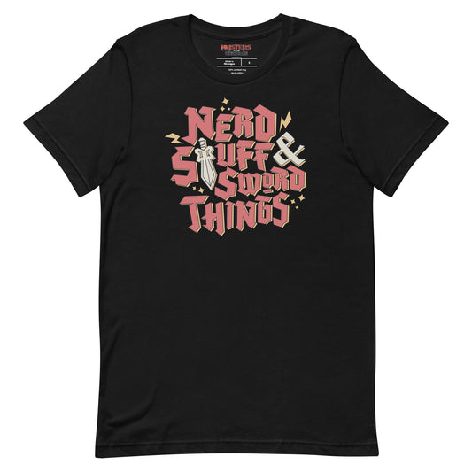 Masters of the Universe Movie Nerd Stuff and Sword Things Black T-shirt